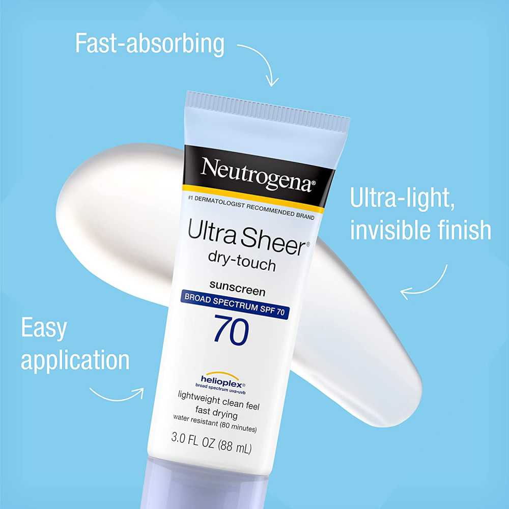 Broad Spectrum SPF 70 Neutrogena Ultra Sheer Dry-Touch Non-Greasy Sunscreen Lotion